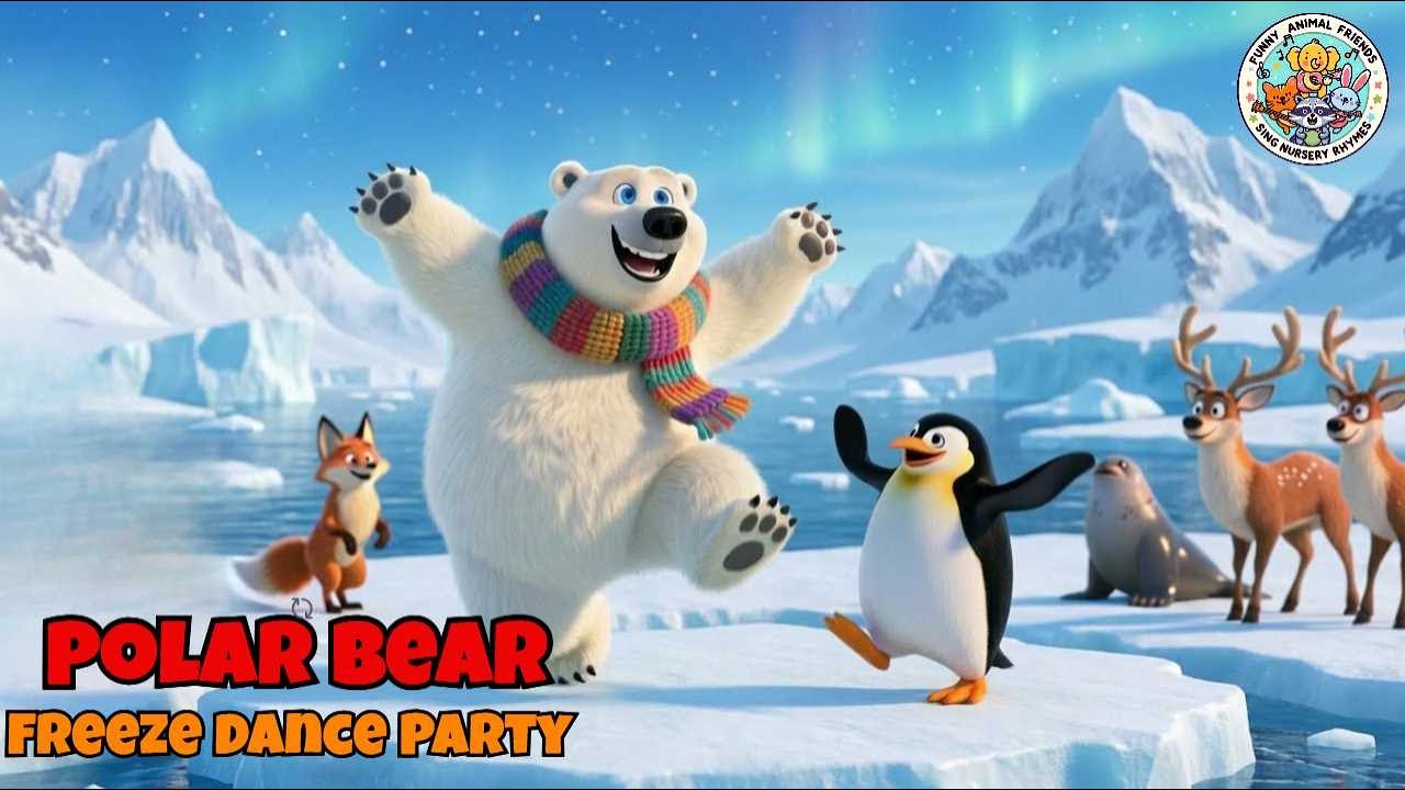 Polo Polar Bear Freeze Dance Party With Ice Slides & Waddles! - YouTube