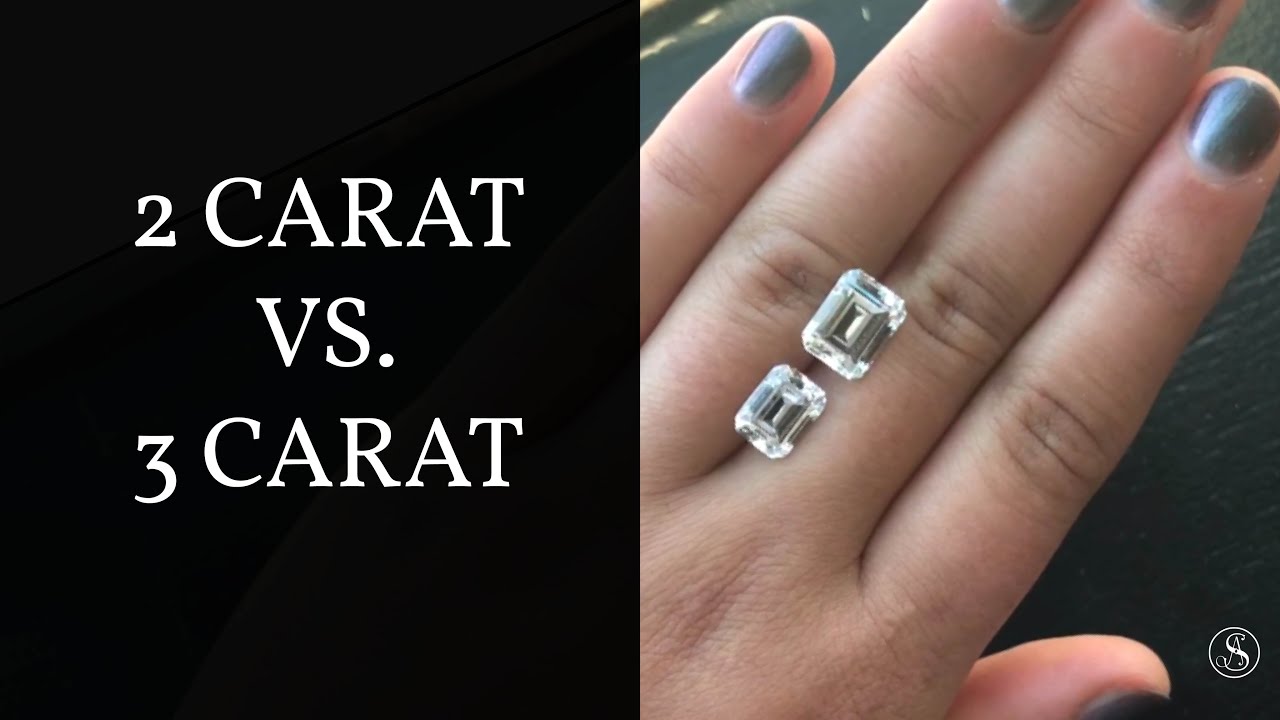 Diamond Size Comparison: 2 carat vs 3 carat Emerald Cut - YouTube