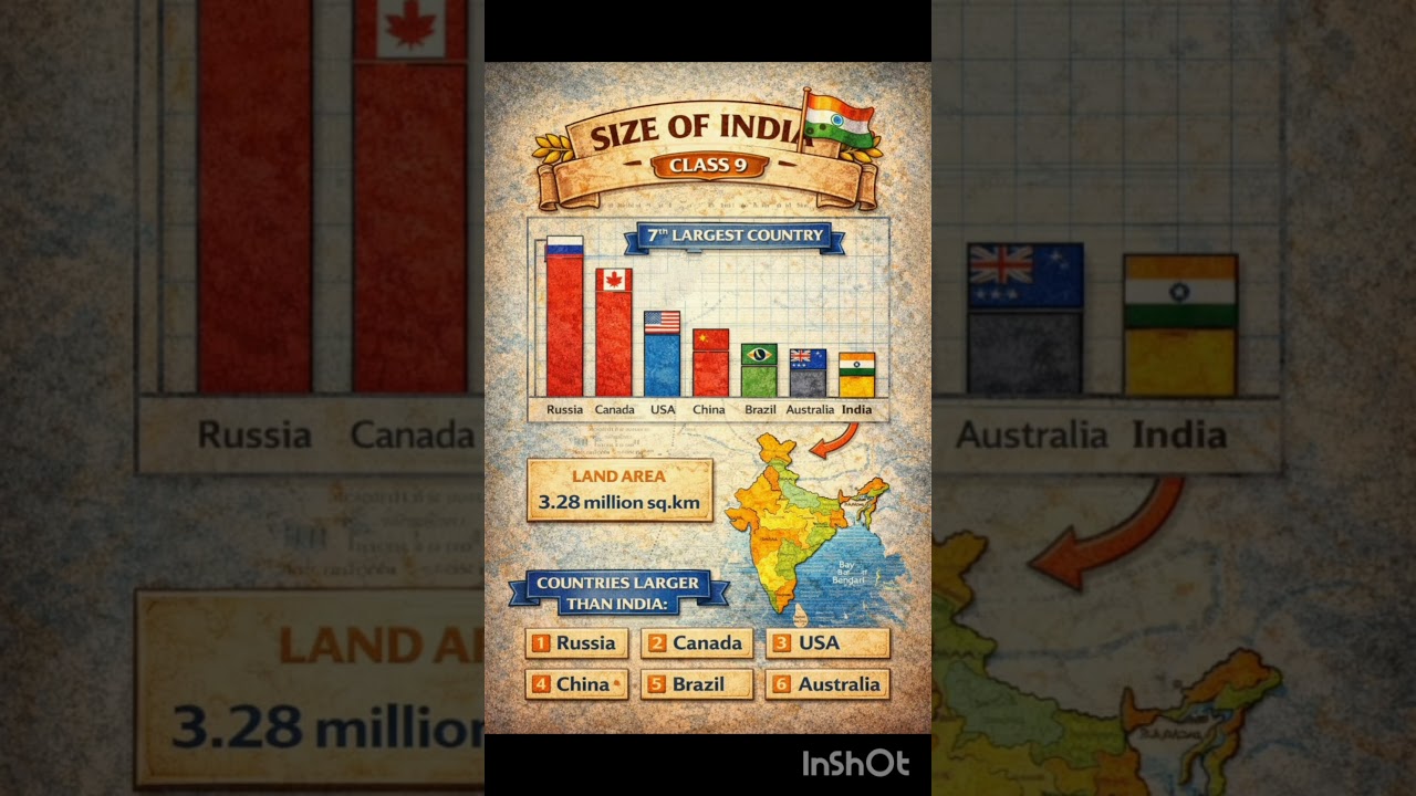 SIZE AND LOCATION OF INDIA | Class 9th | 