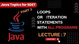 Java for Automation ( Lecture 7 ): Loops or Iteration Statements with Java Programs in Hindi
