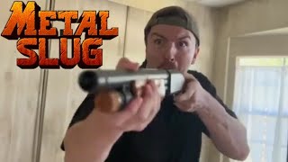 You're in a slasher movie but it's Metal Slug