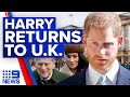 Prince Harry arrives in UK for grandfather Prince Philip's funeral | 9 News Australia