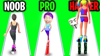 Can We Go NOOB vs PRO vs HACKER In HIGH HEELS APP!? (MAX LEVELS!)
