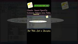 Insert specific Column into Table Oracle #shorts #inserttable #dbms #oracle #sql #ssitlecturestamil