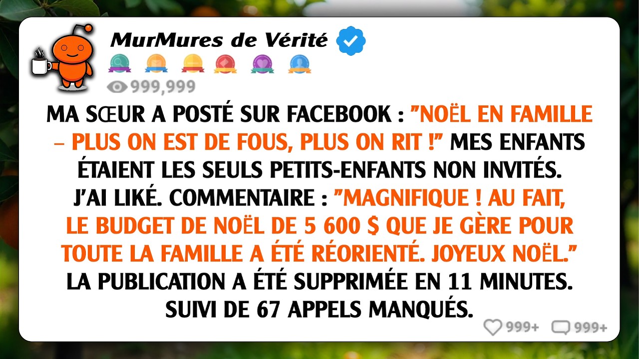 Ma sœur a posté sur Facebook : 