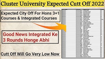 Cluster University Srinagar Good News Expected Cutt Off For Hons & Integrated Courses