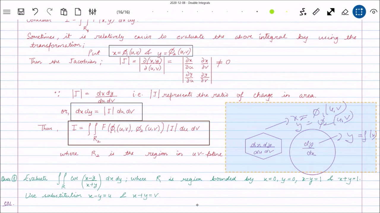 ENGINEERING MATHEMATICS || Double Integration: Change of variables ...
