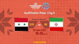 Syria v Iran  | Full Basketball Game | FIBA U16 Women's Asian Championship 2022 | Division B