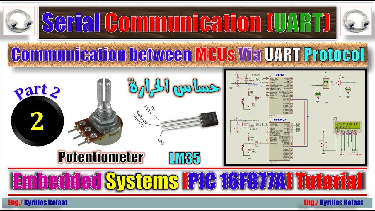 Part 2: UART Communication between MCUs & LM35 Sensor & LCD | Embedded ...