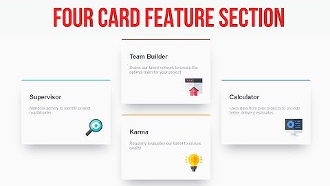 Responsive Four Card feature Section with Html & CSS