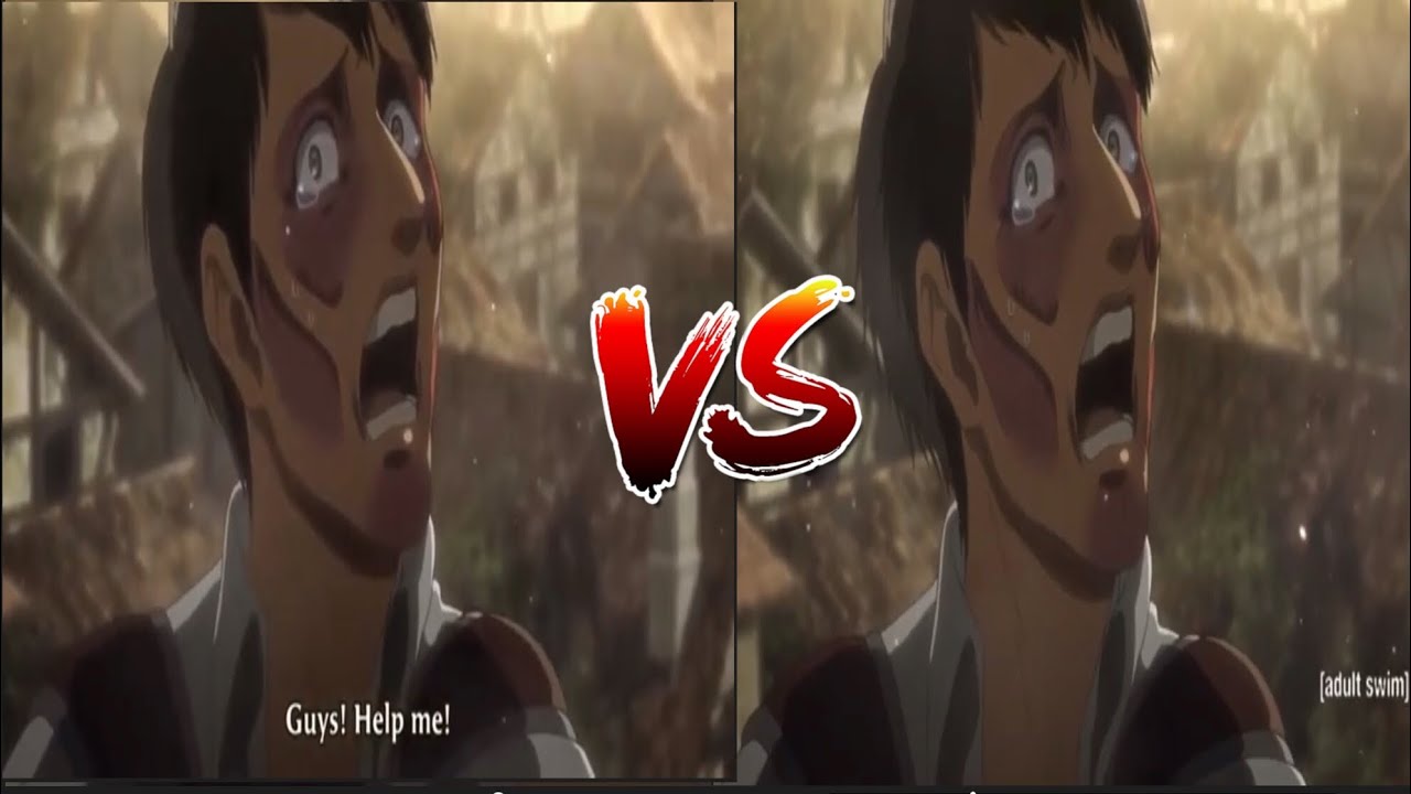 Aot Armin Eats Bertholdt Sub Vs Dub YouTube