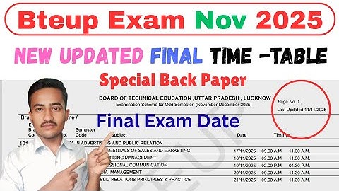 🎓 “Special Back Paper Final Date 2025 | BTEUP New Time-TABLE 2025 for Special Backpaper"