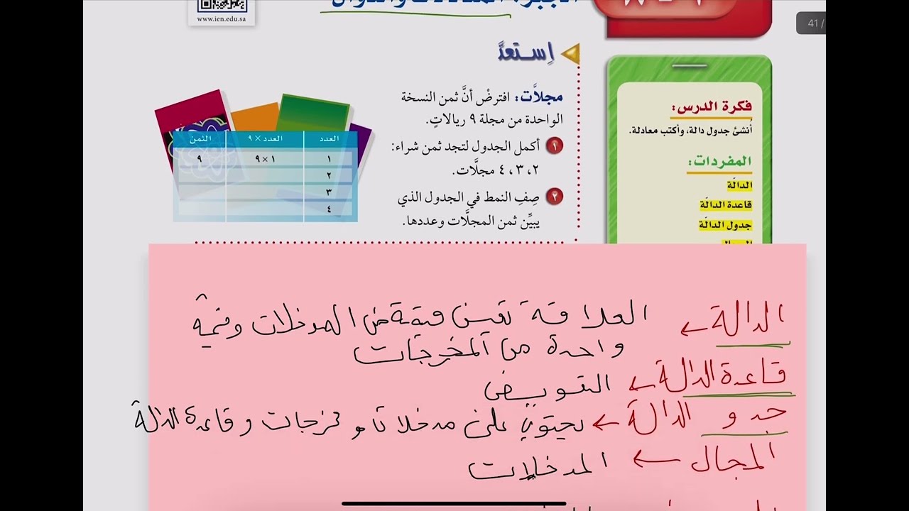 المعادلات والدوال للصف اول متوسط 