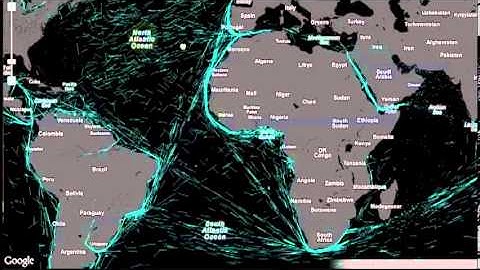 Google Maps API showing SpaceQuest global AIS data for one day of data