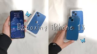 Unboxing iPhone 13 Blue 📦🦋+ accessories | فتح صندوق ايفون 13
