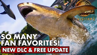 FULL DLC & FREE UPDATE REVEAL! Fan Favorites Megalodon, Kelp & more  | Jurassic World Evolution 2