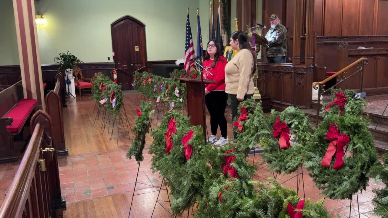 Video: Sisters sing America The Beautiful to close veterans ceremony