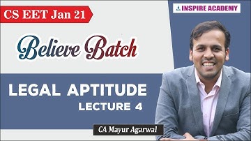 CSEET| Believe Batch| Lecture 4| Legal Aptitude| CA Mayur Agarwal