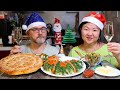 Мукбанг Салат Рождественский Венок / Весело пьем шампанское / Mukbang Salad Christmas Wreath