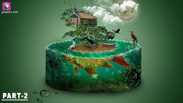 3D Aquarium And Fish Island - Photo Manipulation Tutorial - Photoshop Effect (part -2)