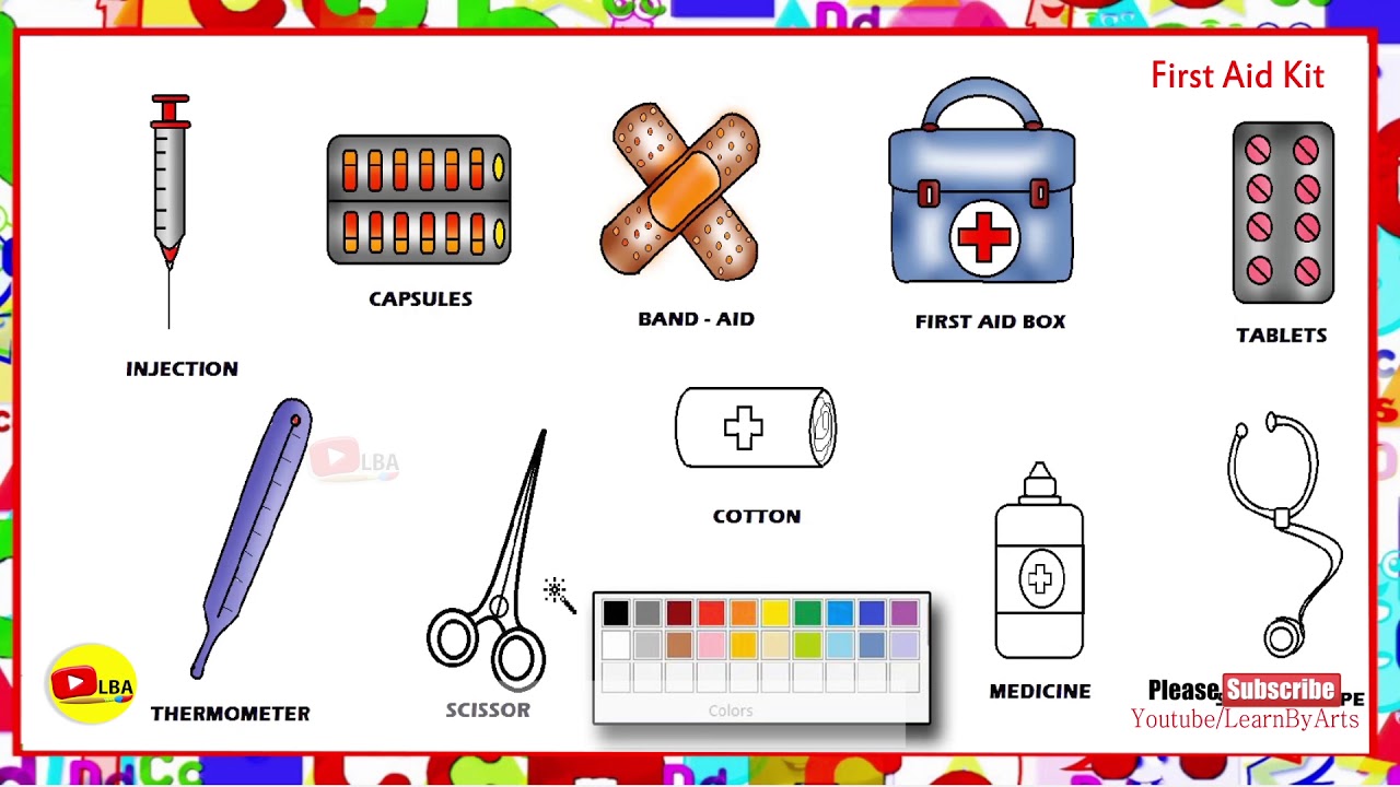 First Aid Kit Coloring LearnByArts YouTube First Aid Kit Coloring LearnByArts YouTube