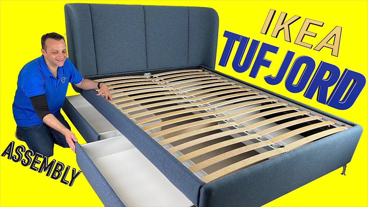 Martelaar Verovering Specialiseren Ikea TUFJORD Upholstered storage bed Assembly instructions - YouTube