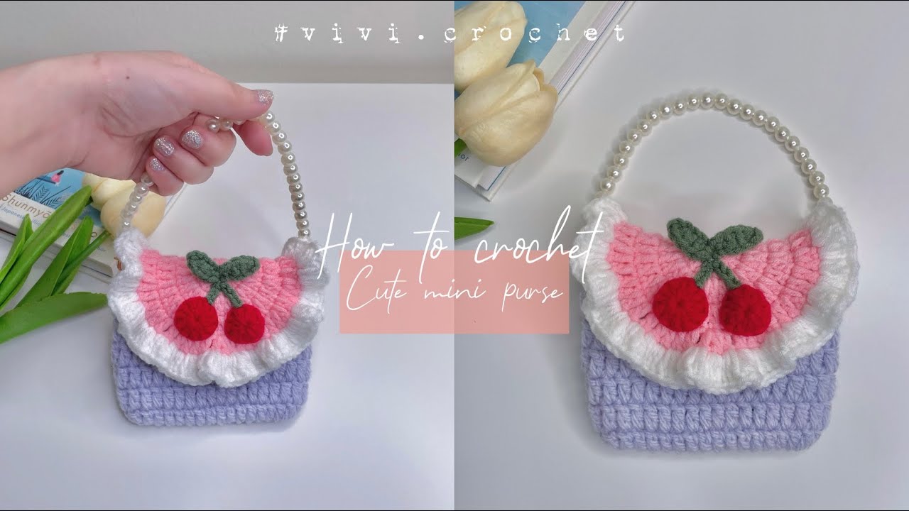 🍒 How To Crochet Cute Mini Bag | Coin & Lipstick Bag 🍒