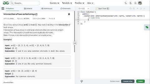 Intersection of two sorted arrays in Tamil | C++ | Leetcode | GeeksForGeeks | Array Series |