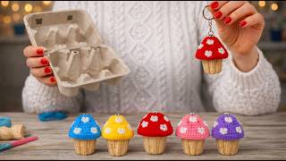 I Turned Egg Cartons into Adorable Mushroom Keychains 🍄♻️ Upcycled DIY Craft