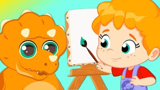 Phoebe and groovy are in the garden painting a cool still life of
their favorite toys. among them, stuffed dinosaur. but what kind
dinosaur is it? after...