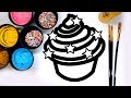 Coloring cupcake painting pages with paint learn to color with paint for kids