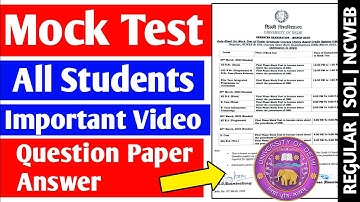 Du First Semester Mock Test For All Students| Du Sol | Regular Ncweb| Important Video