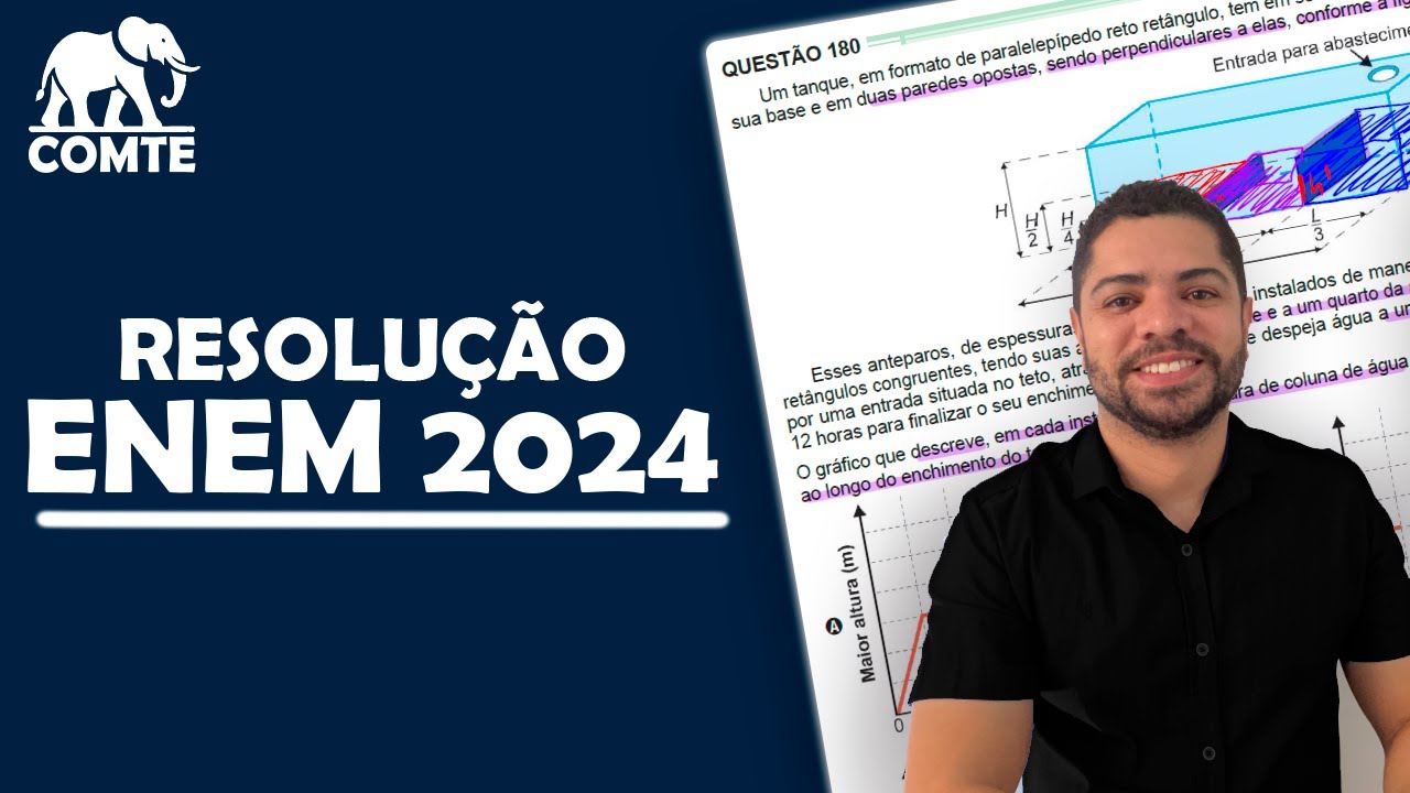 Questão 180 | Prova Verde ENEM 2024 | Um tanque, em formato de paralelepípedo reto retângulo, tem em