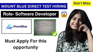 MountBlue Direct Test Hiring !! | Software Development Engineer | Must apply for this opportunity