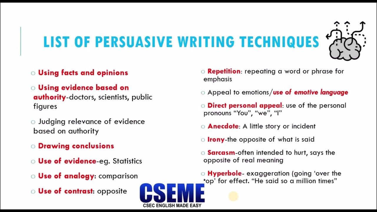 what are the techniques and strategies used in persuasive essay