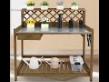 Petscosset GF11 Garden Potting Wooden Benches &amp; Tables, W/Metal Table Top, Drawer, Large Bottom
