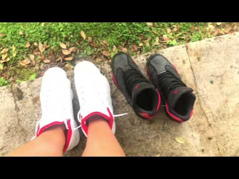 Kate's is getting feet massage and Rob's Jordans 13