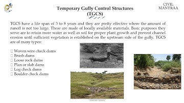 18 temporary and permanent control structures |  terracing on agriculture land for gully control