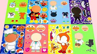 [paper diy] Anpanman Sticker Book Surprise | Fun with Melonpanna, Rollpanna &amp; Baikinman アンパンマンステッカー