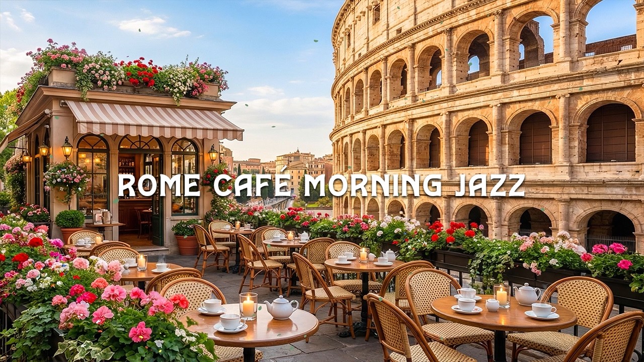 Rome Café Morning Jazz ☕ Quiet Street Ambience near the Colosseum & Soft Jazz for Focus, Work
