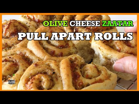 Olive Cheese Zaatar Pull Apart Rolls | Olive and Cheese Pull Apart Bread
