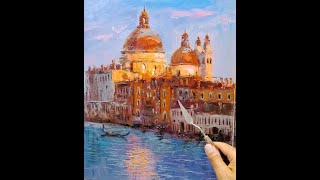 Venice landscape oil painting  palette knife Vugar Mamedov