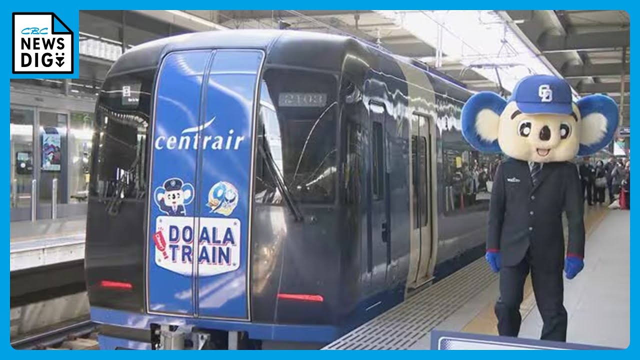 名鉄×中日ドラゴンズ　ミュースカイ枕カバー　ドアラ 電車のいたる所にドアラが！｢ミュースカイ｣の配色を青白反転 