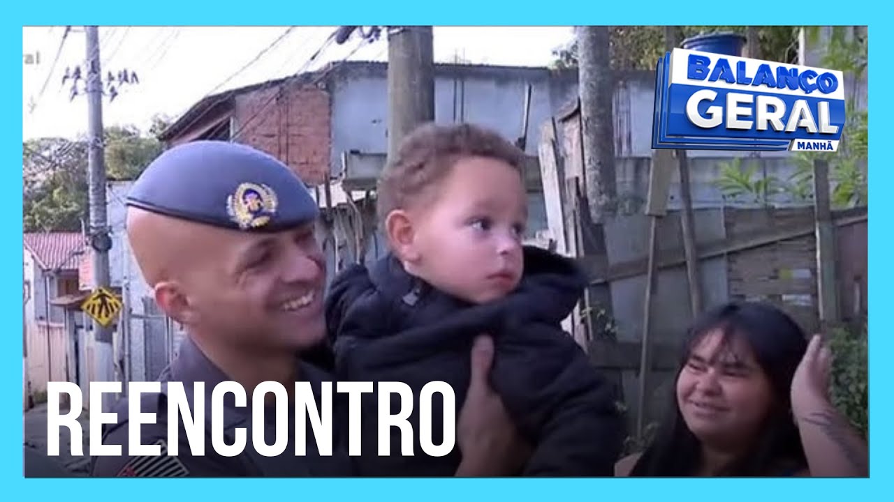 Policial e menino se reencontram após salvamento dramático em SP
