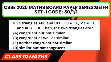 In triangles ABC and DEF,   ∠B = ∠E, ∠F = ∠C and AB = 3 DE. Then, the two triangles  @classdemics