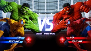 Green Hulk & Yellow Spider-Man vs Red Hulk & Spider-Man (Hardest) Marvel vs Capcom Infinite