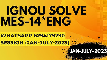 mes-14 solved assignment 2022-23 / mes-14solved assignment 2023 in english/ ignou mes-14