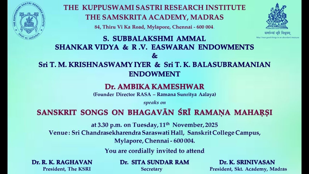 SANSKRIT SONGS ON BHAGAVĀN ŚRĪ RAMAŅA MAHARŞI