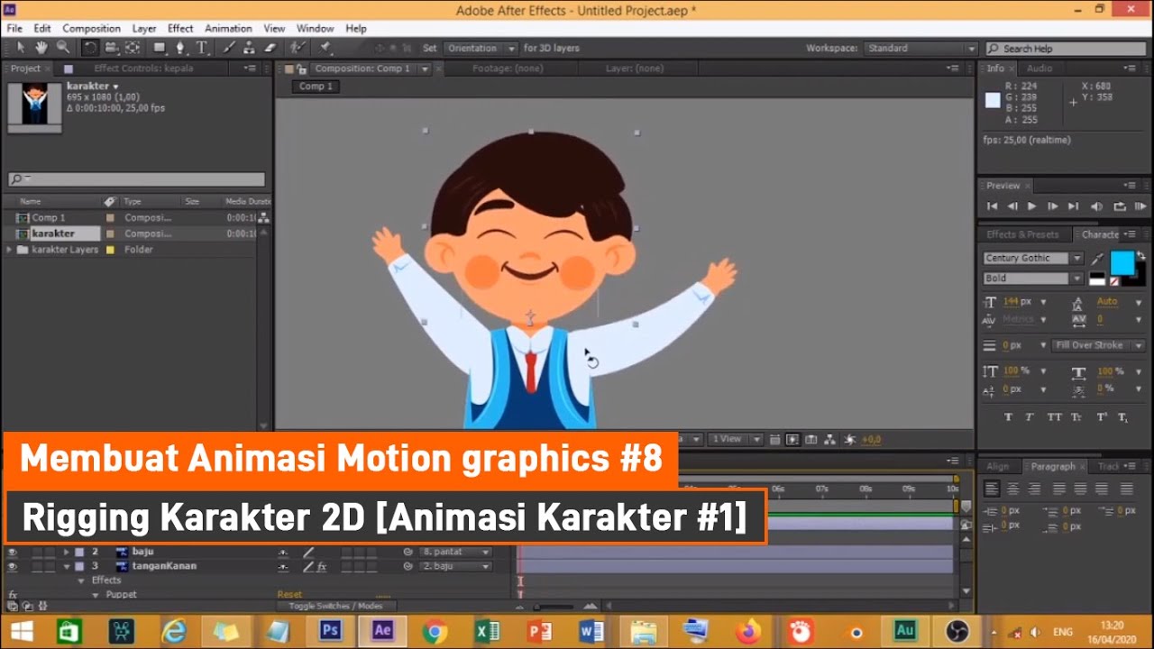  Animasi  Karakter 1 RIGGING KARAKTER 2D  AFTER  EFFECT  