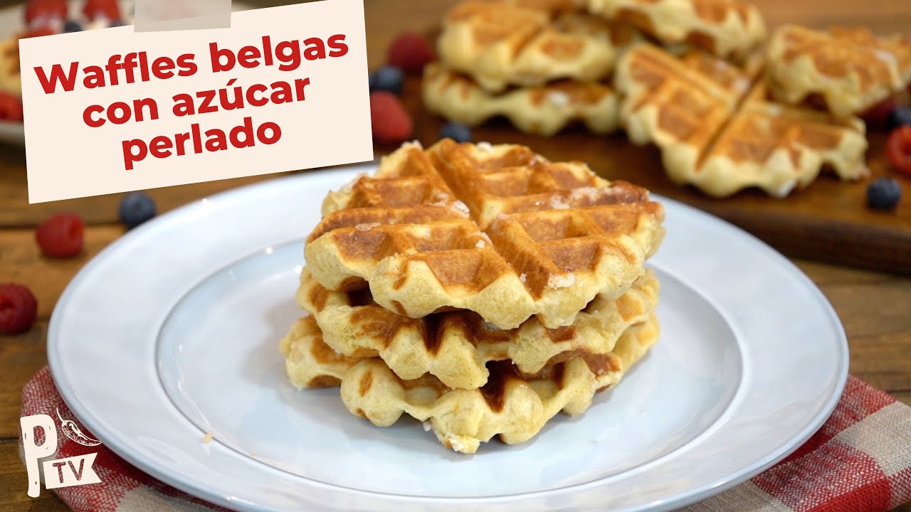 Waffles belgas con azúcar perlado